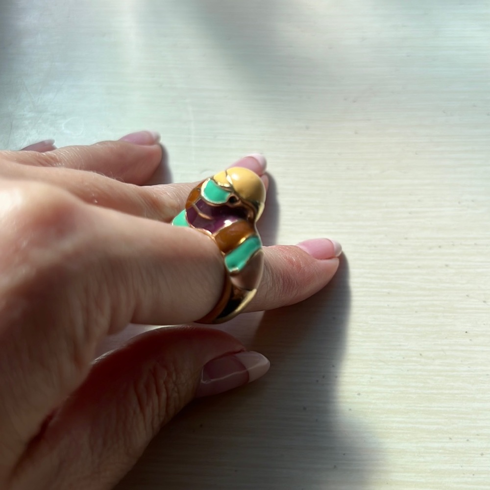 Anthropologie parrot bird gold ring size 7